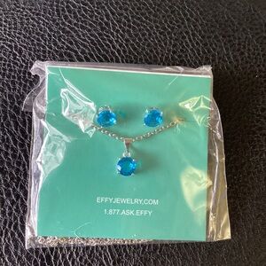 NWT - Effy Necklace With 1 Carat Turquoise Gemstone Pendant & Matching Earrings